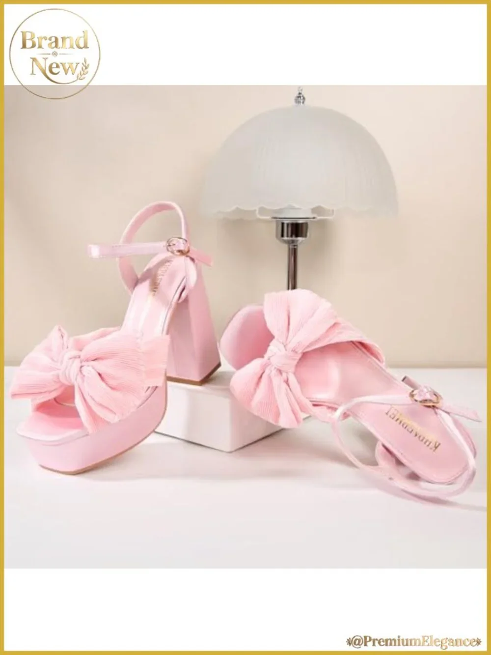 Platform Heeled Sandals Bow Knot Chunky Heels Open Toe Ankle Strap